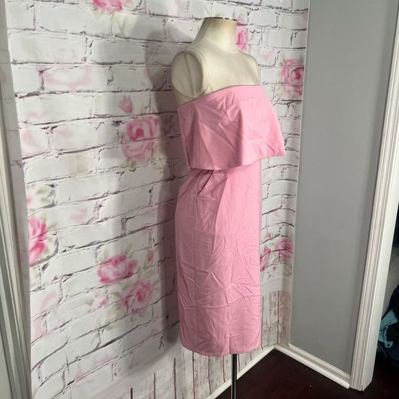 Lulu’s Lots of Love Light Pink Strapless Midi strapless flounce Dress - Picture 6 of 14